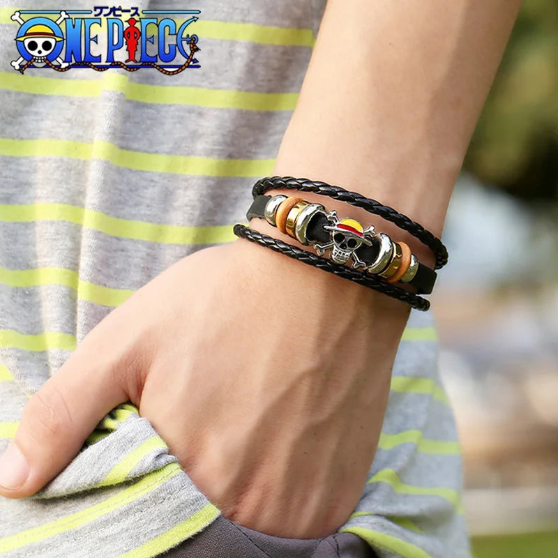 Bracelet One Piece en cuire vintage